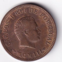 India, Portuguese ½ Tanga 1903 - Charles I Lisboa mint Rare Coin #C-101