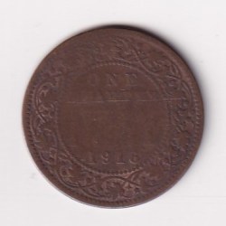 India - British ¼ Anna 1916 - George V Rare Coin #C-104