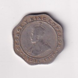 India - British 4 Annas 1920 - George V Rare Coin #C-108