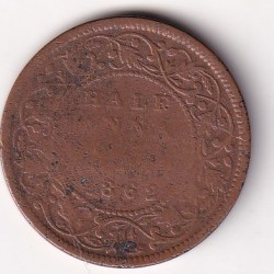 British-India 1/2 Anna Victoria 1862 Rare Coin#C-97