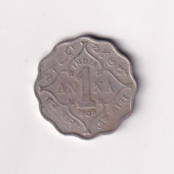 India - British 1 Anna 1909 - Edward VII Rare Coin #C-110