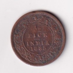 India - British ½ Pice 1885 - Victoria Rare Coin #C-111