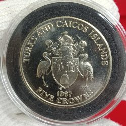 Queen Elizabeth Five Crowns Proof Coin 1997 Year Turks And Caicos Islands