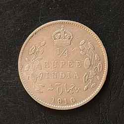 Silver British India King and emperor Edward VII Denominaton 1/4₹ Same and similar piece available