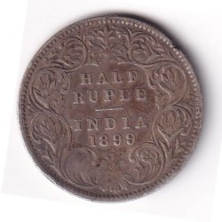 India - British ½ Rupee 1899 - Victoria Rare Silver Coin