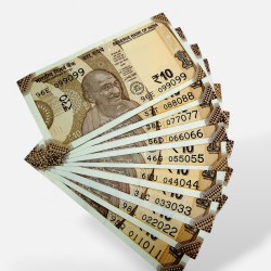 Rs 10 India Banknote Semi Solid Set 011011 to 099099 Gem Unc Unique and Rare