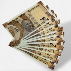 Rs 10 India Banknote Semi Solid Set 001001 to 009009 Gem Unc Unique and Rare