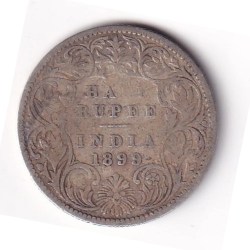 India - British ½ Rupee 1899 - Victoria Rare Silver Coin