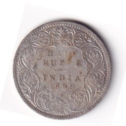 India - British ½ Rupee 1899 - Victoria Rare Silver Coin