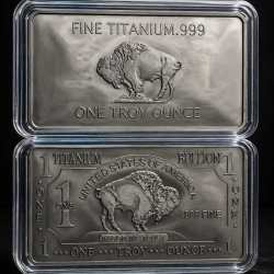 1 Troy Ounce .999 Fine Titanium Bullion Bar A distinctive bullion issue from Unique Metals USA®, struck by CMC Mint and presented in an individual capsule.