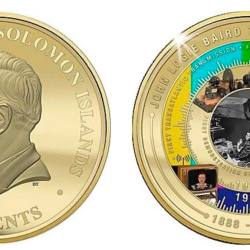 Solomon Islands 50 Cents 2026 - Charles III John Logie Baird Brilliant Uncirculated Gold -plated Rare Coin