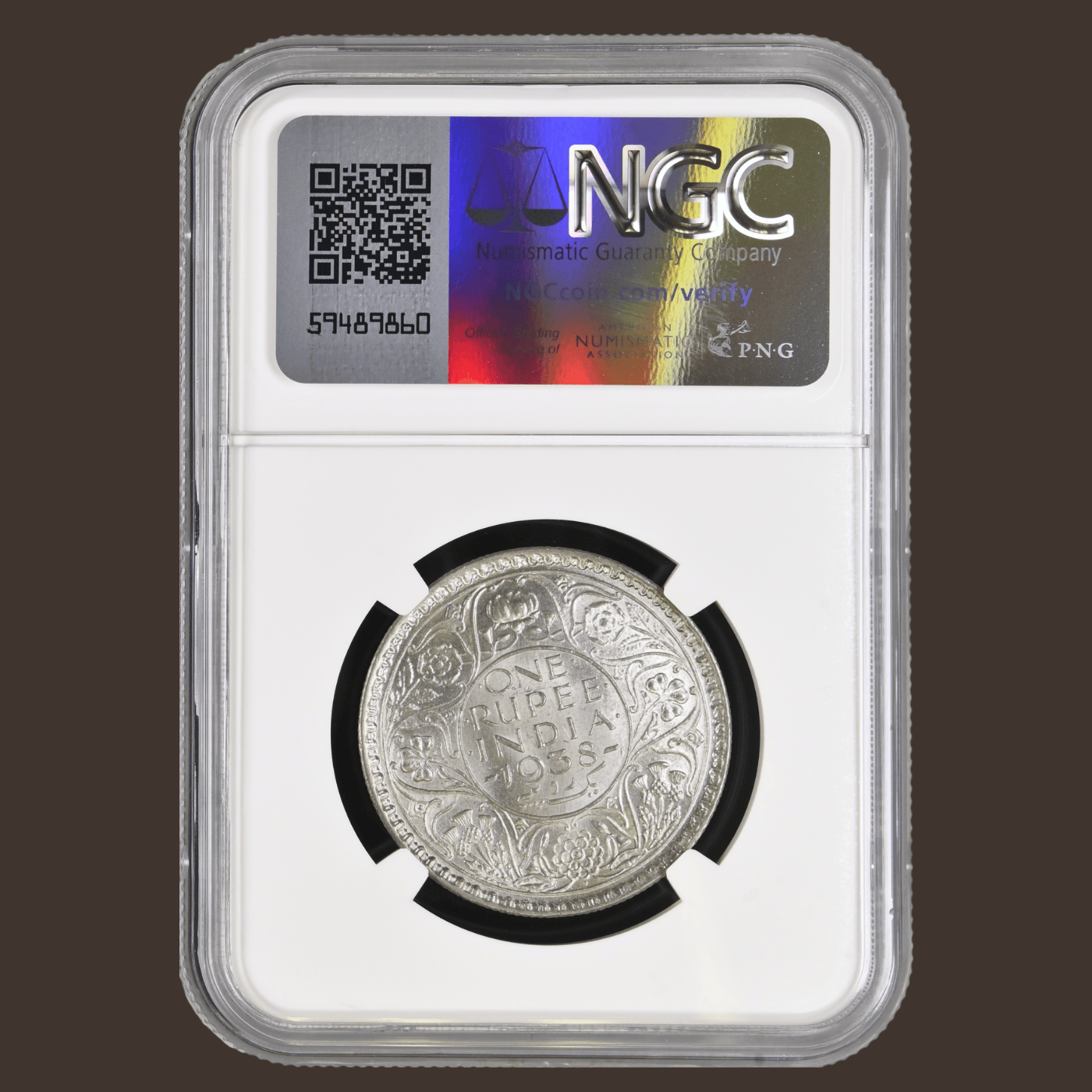 Extremely Rare 1 Rs 1938 Bombay Mint NGC GRADED MS 62 British INDIA RUPEE of George VI King Emperor