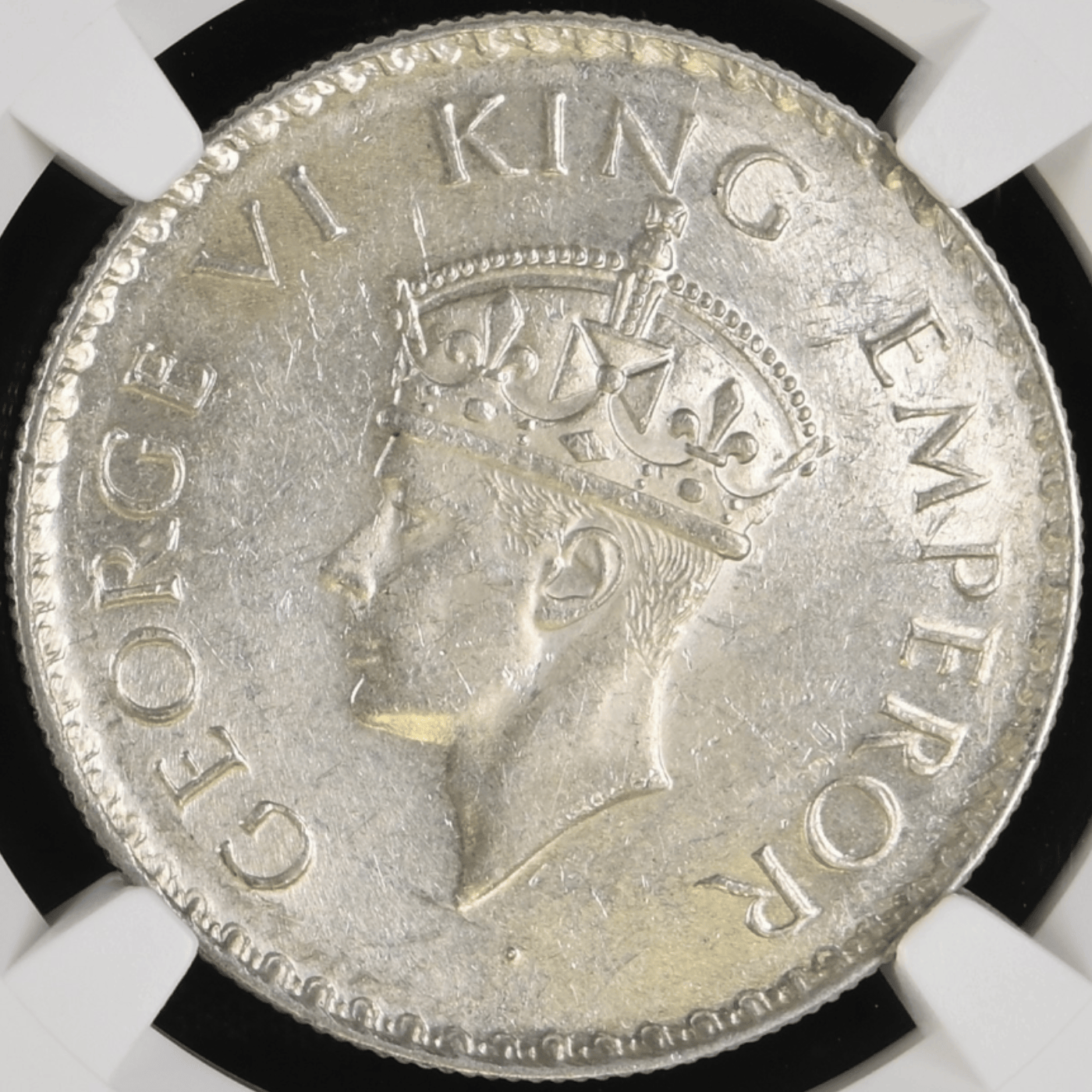 Extremely Rare 1 Rs 1938 Bombay Mint NGC GRADED MS 62 British INDIA RUPEE of George VI King Emperor