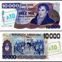 Argentina 10 Australes on 10000 Pesos Argentinos World Banknote 1985 ND P322d UNC Series B Unique and Rare