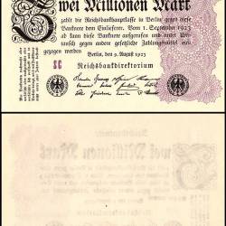 Germany 2 Millionen Mark World Banknote 1923 P104b UNC Unique and Rare
