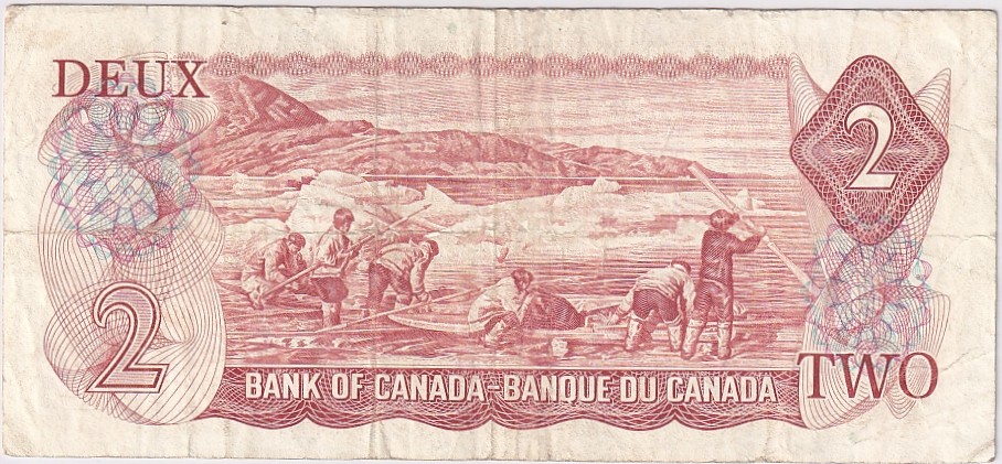 2 Dollars 1974 Canada Very Fine Used Note #3