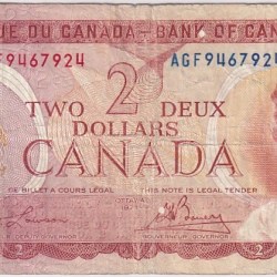 2 Dollars 1974 Canada Very Fine Used Note #4