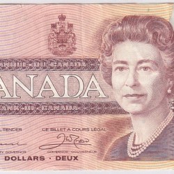 2 Dollars 1986 Canada Very Fine Note #2
