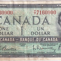 Queen Elizabeth II1 Dollar 1967 Canada Very Fine Condition Note Small Torn #5