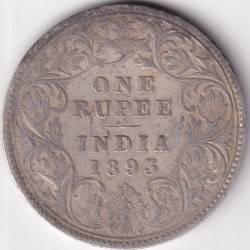 Silver Coin of British India 1893 Victoria Empress One Rupee Coin