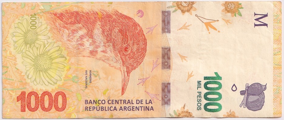 Argentina 1000 Pesos 2017-2022 Used Very Fine Condition Rare Note
