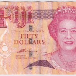 Fiji 50 Dollar Queen Elizabeth II 2007 Year Banknote Rare #3