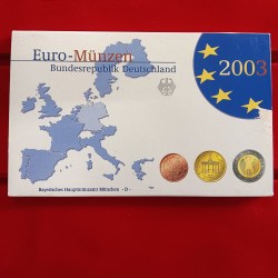 Rare 2003 official Germany Euro coin Proof set the Bavarian Central Mint in Munich Denoted by the mint mark "D" Mark