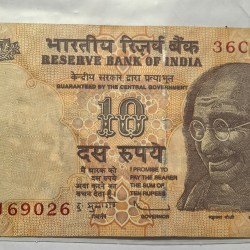 10 Rs Governor Subbarao Error Note Extra Paper RARE