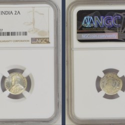 TWO ANNA 1912 CALCUTTA MINT NGC GRADED MS 61 GRADE