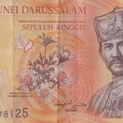 Brunei 10 Ringgit Rare Polymer Note #B2