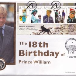 18th Birthday Of Prince William 2000 United Kingdom - Elizabeth II Welsh Dragon; Silver £1 Brilliant Uncirculated Coin ( First Day Cover with stamp)