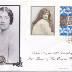 100th Birthday Of Majesty The Queen Mother 1999 United Kingdom 1 Pound - Elizabeth II Scottish Lion ; Silver Proof £1 Brilliant Uncirculated Coin ( First Day Cover with stamp)