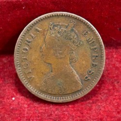 1887 British- India 1/2 Pice (Victoria) Calcutta Mint Rare Coin#C-186