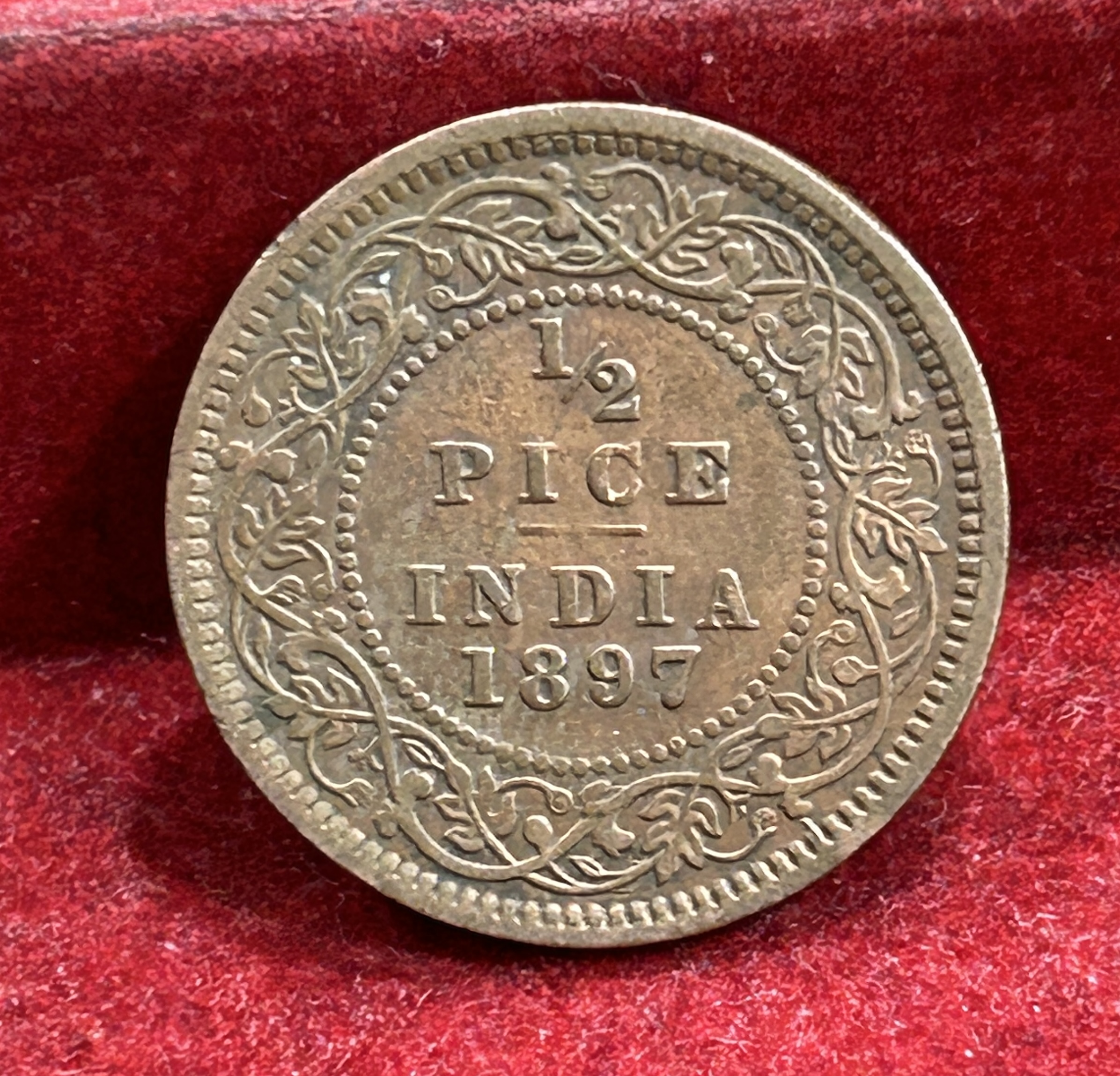 1897 British- India 1/2 Pice (Victoria) Calcutta Mint Rare Coin#C-195