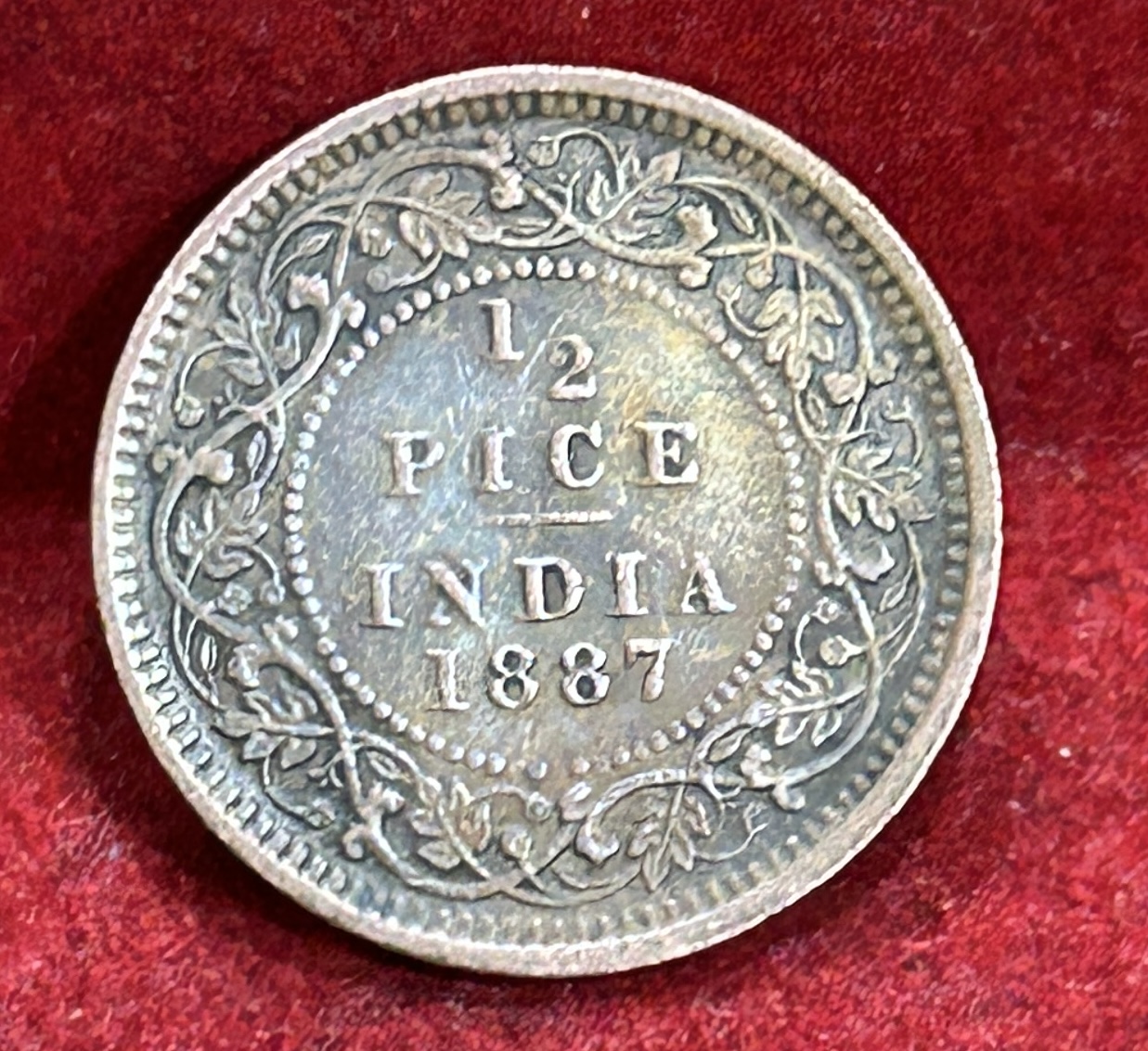 1887 British- India 1/2 Pice (Victoria) Calcutta Mint Rare Coin#C-199