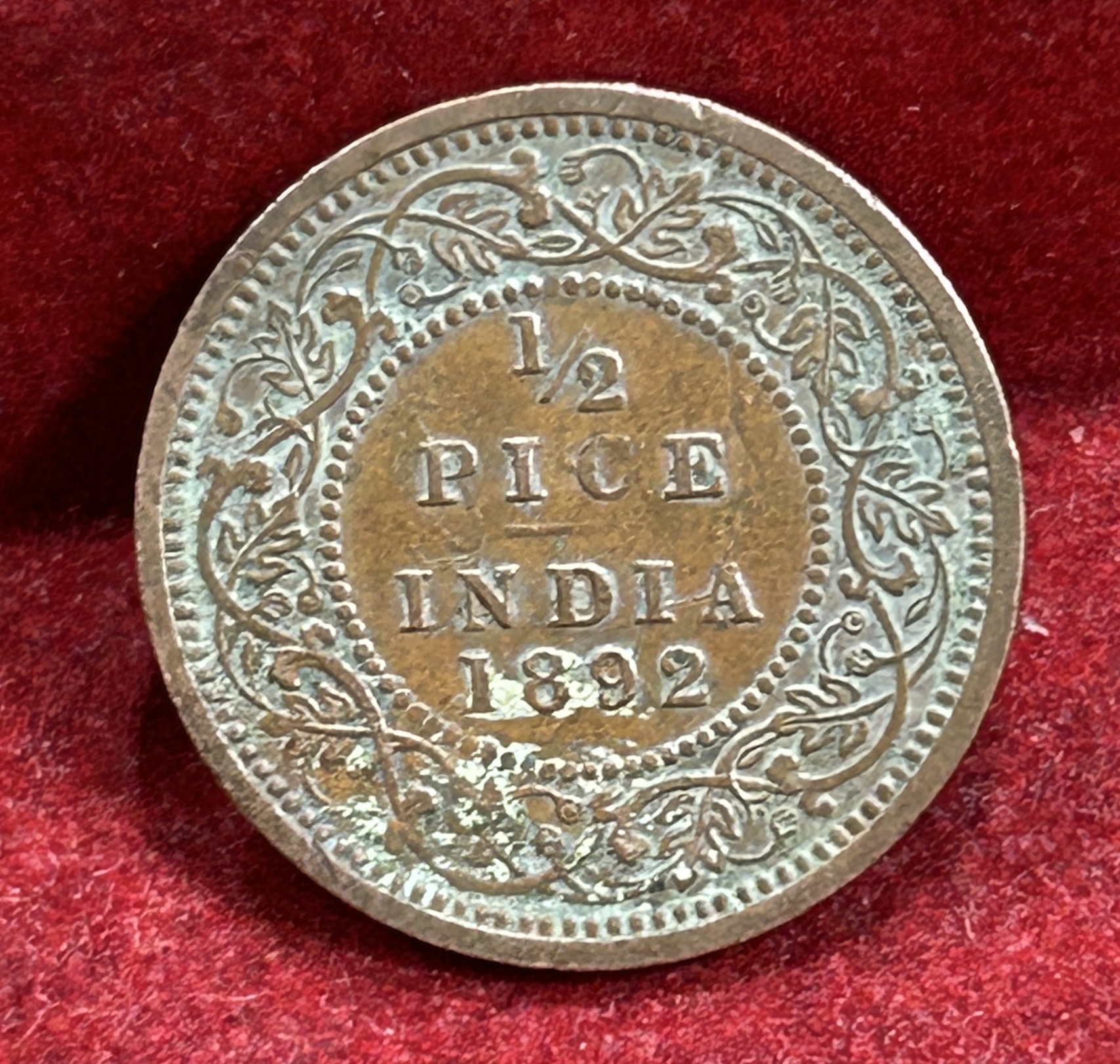 1892 British- India 1/2 Pice (Victoria) Calcutta Mint Rare Coin#C-204
