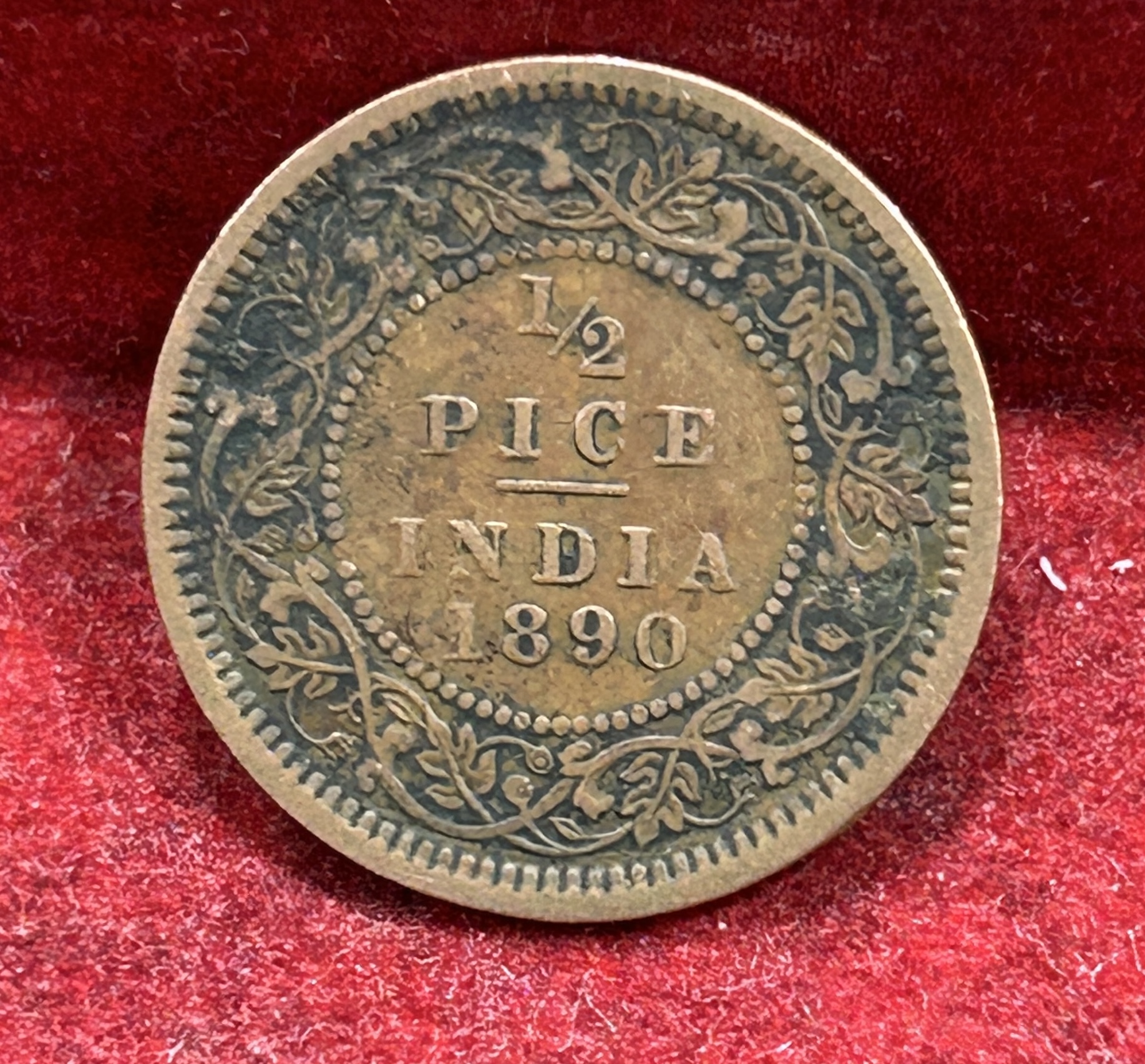 1890 British- India 1/2 Pice (Victoria) Calcutta Mint Rare Coin#C-206