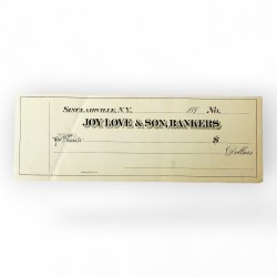 The Joy Love and Sons Bankers Cheque Ny Vintage Issue Unique and rare