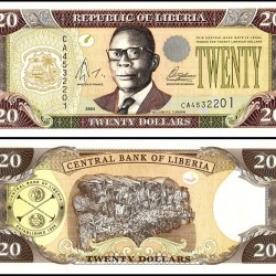 Liberia 20 Dollars World Banknote 2003 P28b UNC Unique and Rare