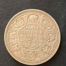 Silver British India King and emperor George vi Denominaton 1/2₹ Excellent condition Same and similar piece available