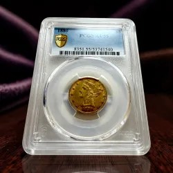 United States Liberty Half Eagle Year 1880 Gold Coin 5 Dollar 8.359 Grams Troy Oz Gold Unique and Rare PCGS Graded
