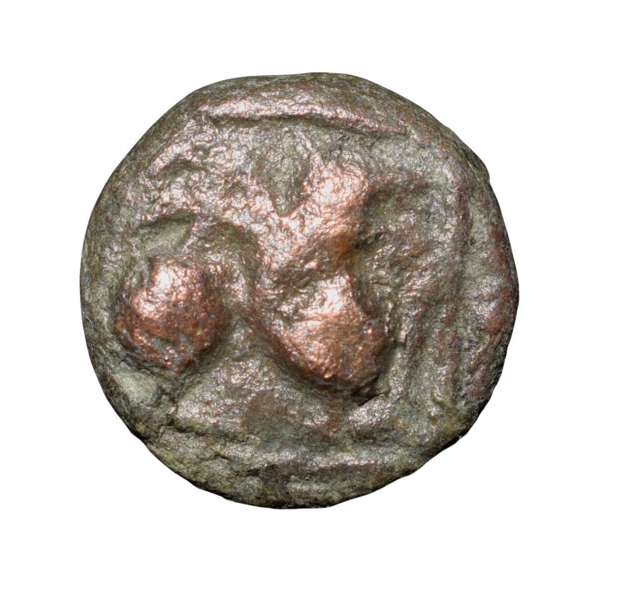 Lead Drachma of Chudasama Dynasty( c. 10th Cen. AD) with Lion Within Square/Nagari 'Shri'