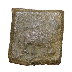 Copper Coin of Satavahan Dynasty - Satakarni (1st Cen. BC) from Vidarbha(Pusad) with Elephant walking right/Ujjaini Symbol & Brahmi legends