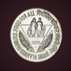 Extremely Rare UNC 50 Rupees 1974 Weight 34.7g Planned Families Food For All FAO Bombay Mint Commemorative Republic India Silver Coin # A537