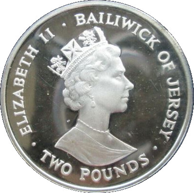 Jersey 2 Pounds 1990 - Elizabeth II 90th Birthday of Queen Mother Rare Coin ( First Day Cover with Stamp )