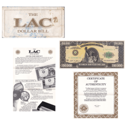 One Lac Dollar Bill With Certificate Rare Set#B2