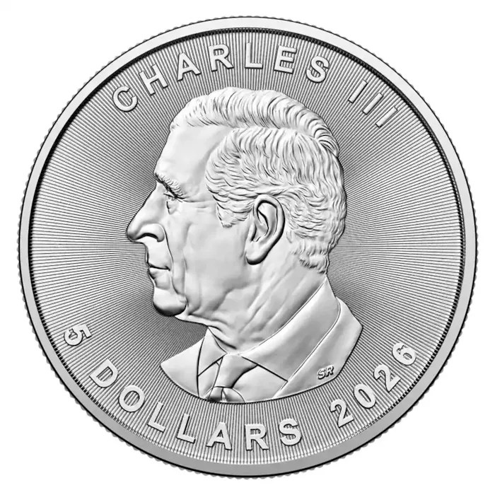 Canada 5 Dollars (Charles III) 2026 SML (Bullion) 1 ounce .999 Fine Silver Gem Unc Coin #A6