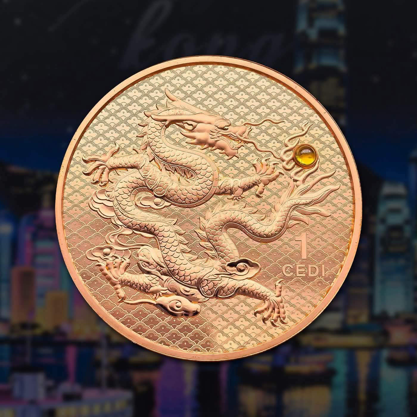 Extremely Rare Item HONG KONG Dragon And City 1 Ghana Sadi Proof Coin Year 2026 Issued The Republic of Ghana