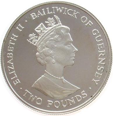 Guernsey 2 Pounds 1990 - Elizabeth II Queen Mother Rare Coin ( First Day Cover with Stamp )
