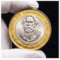 5000 Rupees 1861-2011 Rabindranath Tagore Bimetallic Beautiful Medieval Token Coin
